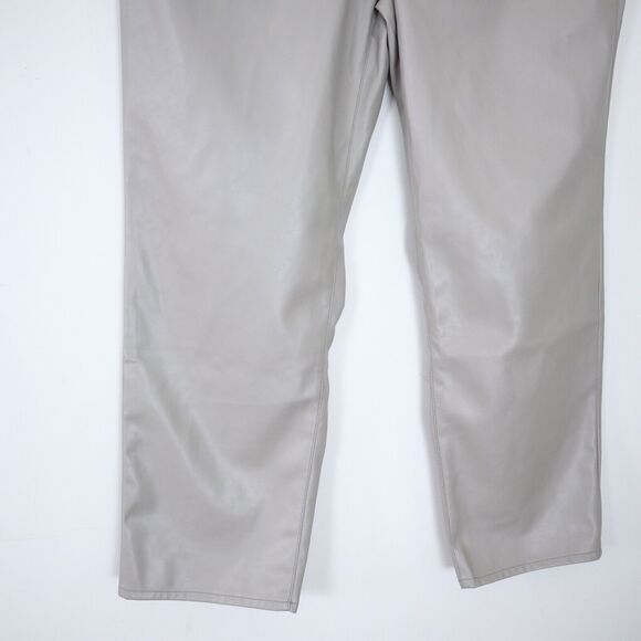 Madewell Size 32 The Perfect Vintage Faux Leather Straight Leg Pants Linen Cream - Picture 5 of 10